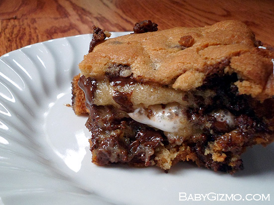 S’mores Stuffed Chocolate Chip Cookie Bars