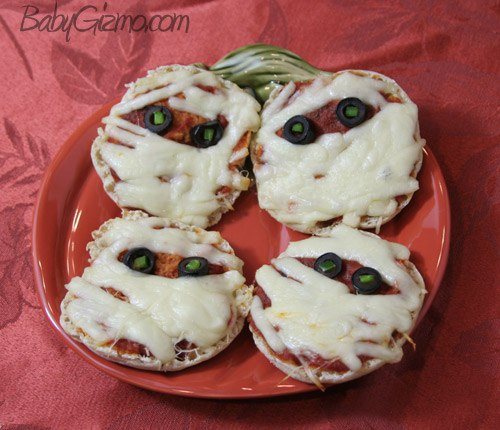 pizza mummies on red plate