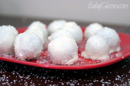 Oreo Truffle Snowballs on red plate