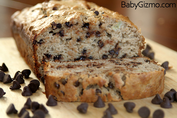 close up of Banana Bread loaf on cutting boar