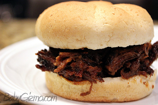 Barbecue Beef sandwich on white plate