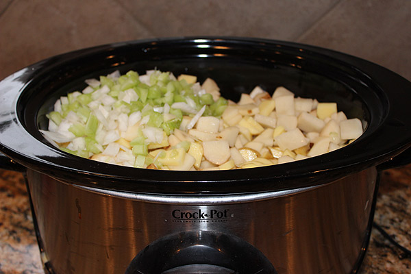 potatoes onions celery in crockpot