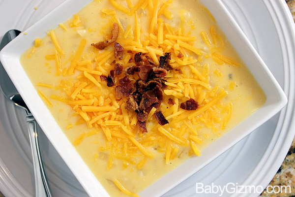 Potato Soup in white bowl