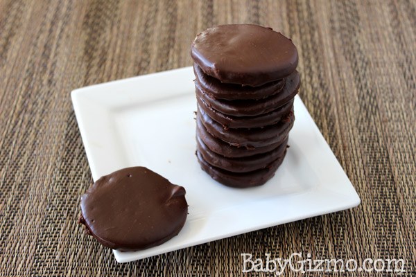 stack of thin mint cookies on white plate