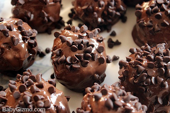 Brownie Peanut Butter Bombs on wax paper
