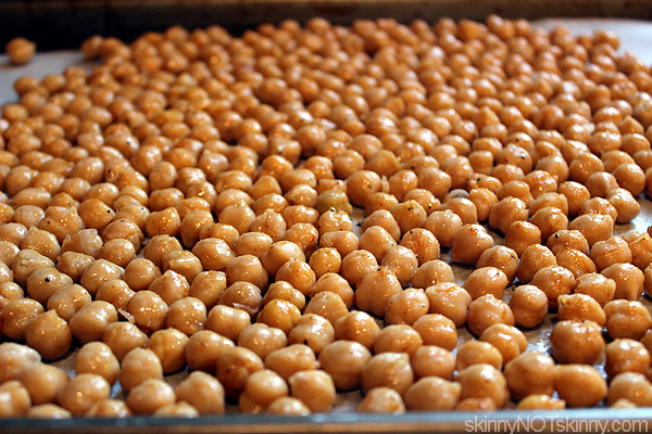 Chickpeas on a baking sheet