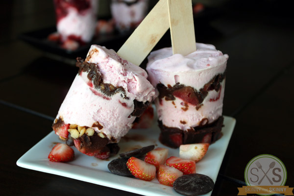Double Strawberry Fudge Ice Cream Pops