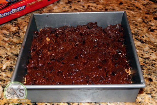 brownie dough on Cookie Dough in a baking pan