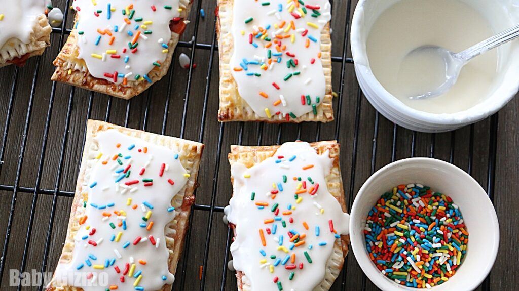 pop tarts on a cooling rack with glaze